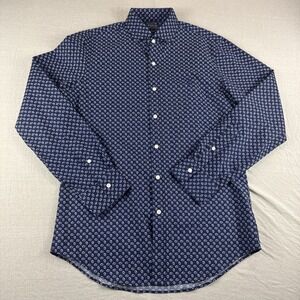 Polo Ralph Lauren Slim Fit Shirt Men M Blue Geometric Long Sleeve Button Up Pony